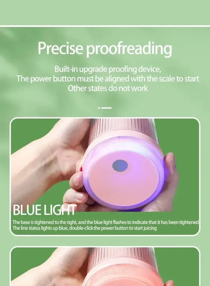 6-Blade Mini Portable Electric Juicer Bottle – USB-Charged, Shakes Orange/Lemon, Works As Fresh Fruit Mixer & Squeezer.