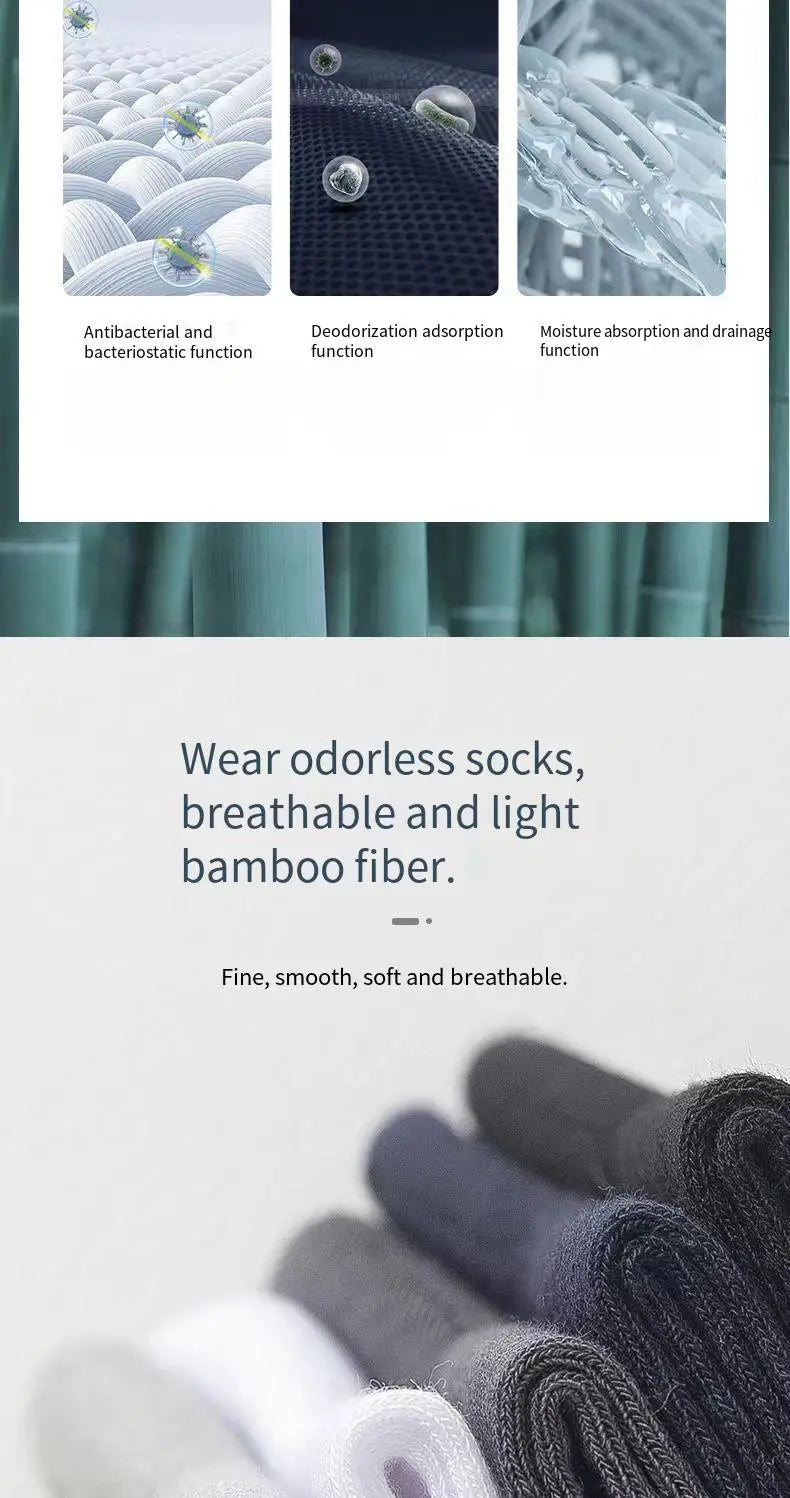 10 Pair Men's Bamboo Socks Anti-bacterial And Anti-odour Soft Business Socks Wearable And Breathable Casual Socks For Men.
