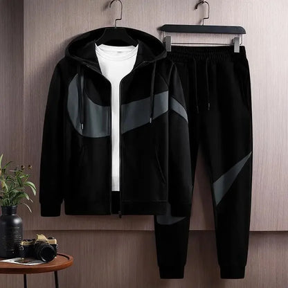 Autumn Winter Loose Hooded Long Sleeve Zipper Jacket Pants Trendy Set Men's Clothing New Hot Sale Of The Season Style Casual Out
