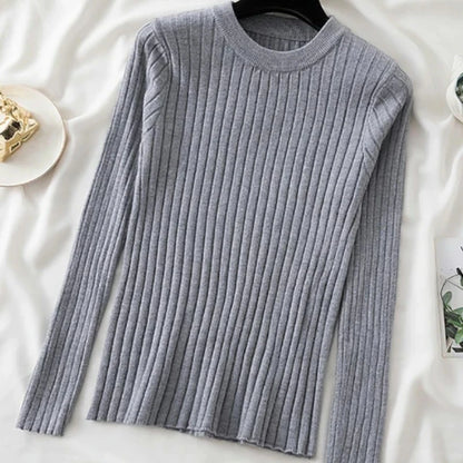 Frauen Pullover Oansatz Herbst Winter Grundlegende Pullover Warme Casual Pulls Jumper Koreanische Lange ärmeln Solide Strickwaren Bodenbildung Shirt