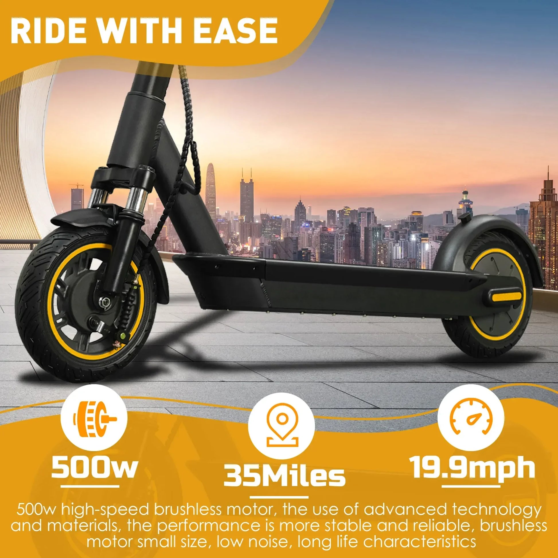 HEZZO G30 City Electric Scooter 500W Motor 36V 15Ah Battery City Electric Scooter 10" Road Tire E-scooter.