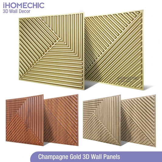1pcs Esports Games Champagne Gold 3D Art Wall Panel PVC Waterproof 3D Wall Sticker Decor Tiles Diamond Design DIY Home Decor