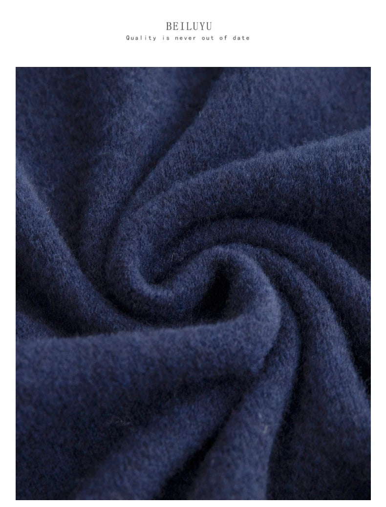 Men 100% Merino Wool Sweater Turtleneck Knitted Pullover Cashmere Warm Solid Color Clothes Business Bottoming Tops Autumn Winter