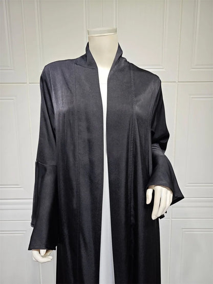 Siskakia Muslim Open Kimono Abaya For Moroccan Women Fashion Ruffle Sleeve Arab Dubai Clothing Jalabiyat Turkey Soft Gulf Robe