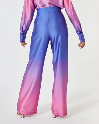 Female Casual Outfit New Summer Print Suits Woman Vintage Printed Long-sleeved Shirt and Loose Wide Leg Pants Set Two Piece Set.