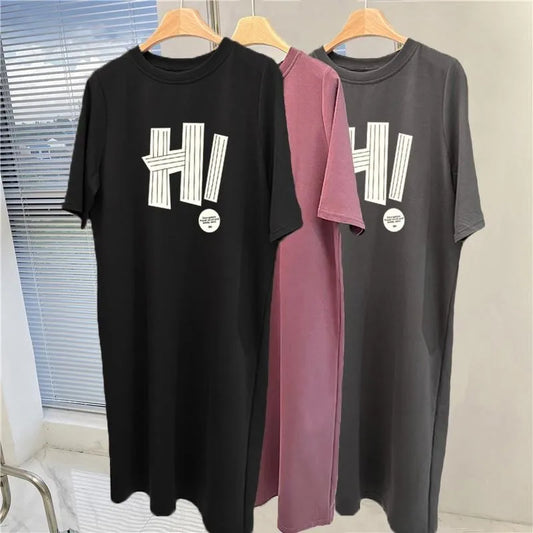 Koreanische Casual Lose Kurzarm Kleid frauen Sommer Neue Plus Größe Pullover Kleid