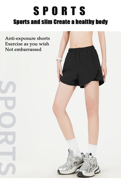 Yoga Short Pants Women Double Design Short Lightweight Comfortable Quick Dry Breathable Fitness Sport Anti-exposure Shorts Pants.