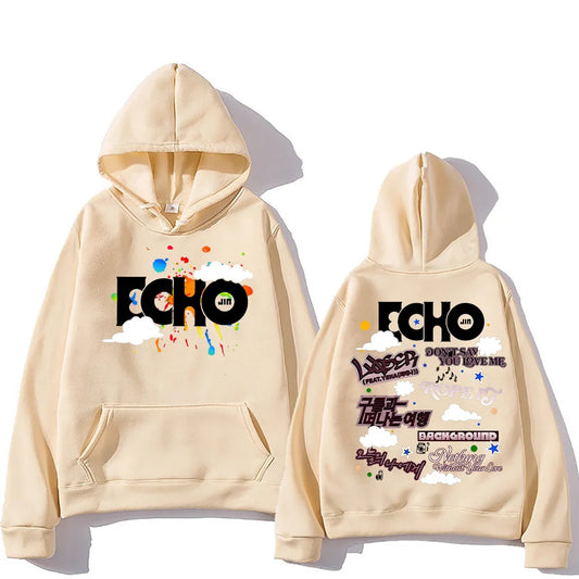 Jin Echo Hoodies Unisex Autumn Winter Casual Vintage Streetwear Sweatshirts Fashion Women New Album Tour Pullover Jin Fans Gifts.