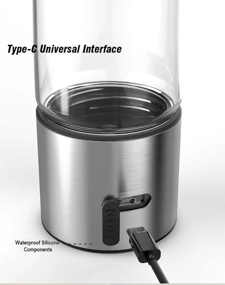 Portable Performance Hydrogen Water Generator Bottle SPE+PEM Dual Chamber lonizer + PPB&Time Display Electrolytic Hydrogen Water.