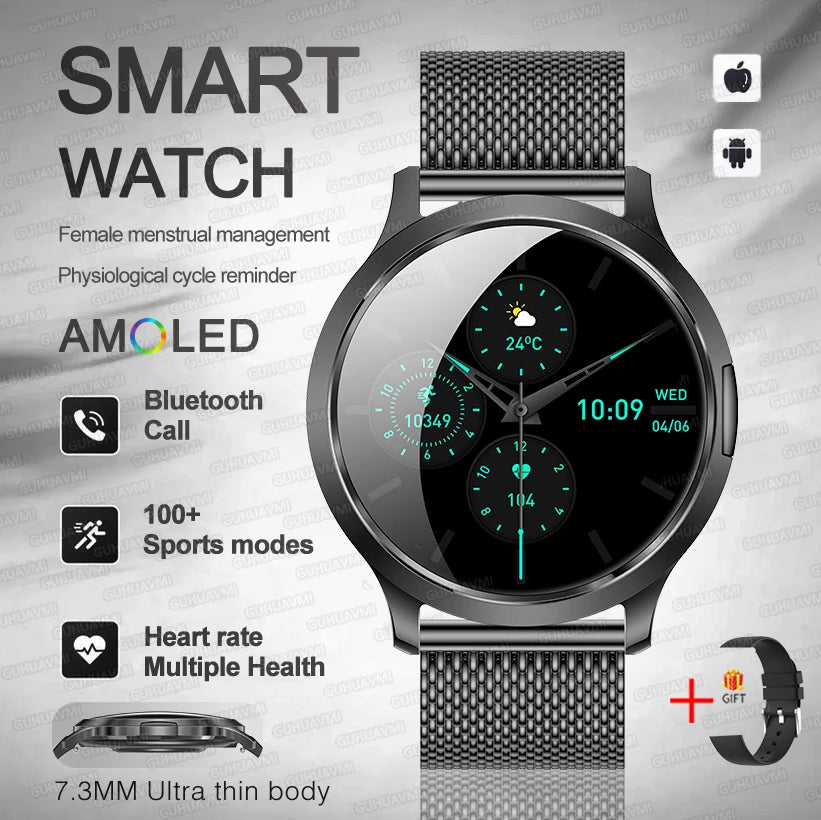 New Women Smart Watch 1.32"Ultra-thin AMOLED HD Screen Sport Fitness Bracelet Custom Watch Face Bluetooth Call Luxury Smartwatch