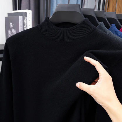 Half Turtleneck Knitwear Sweater New Autumn/Winter Mock Neck Sweatshirts Solid Color Pullovers Man Brand Casual Mens Clothing.