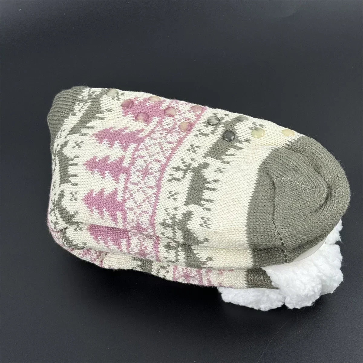 Fuzzy Fluffy Sock Women Winter Christmas Gift Warm Plush Non slip Home Sleeping Soft Female Floor Thermal Slipper Sock Snowflake.