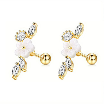 2Pcs 16G Stainless Steel Screw Back Stud Earrings for Women,Cubic Zerconia Cartilage Conch Helix Ear Piercing Jewelry.