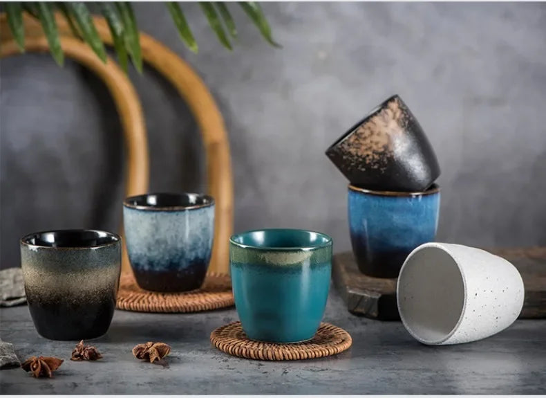 Japanese Ceramic TeaCup Stoneware Mug Soup Cup for Tea Ceremony Minimalist Style Hotel Home Decoration Heat-resistant Thickened.