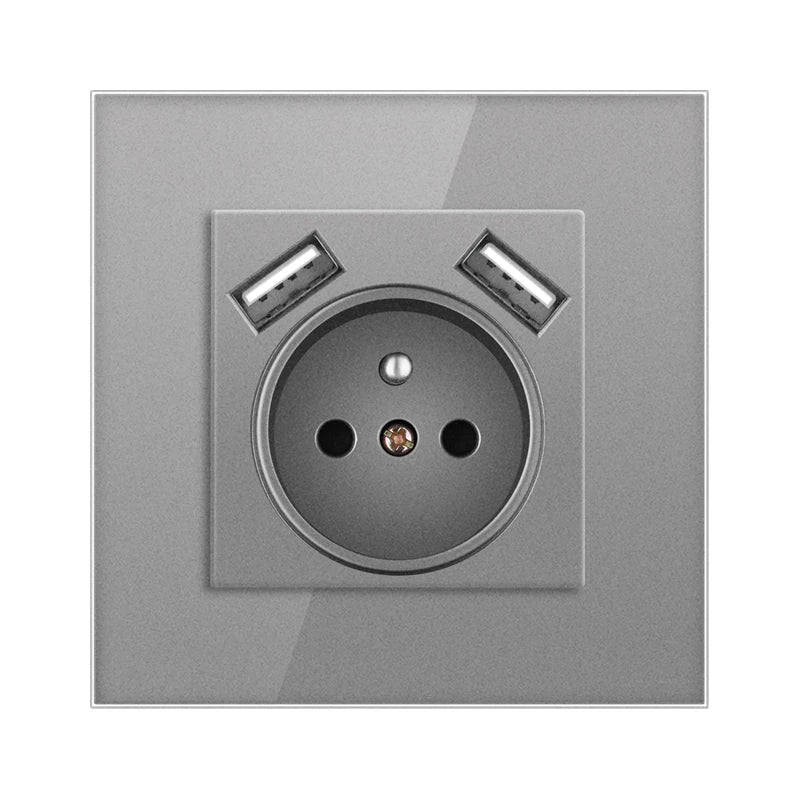 Nywp Französisch standard stecker, glas wallboard, Französisch netzteil, 16a 220V erdung buchse, kind schutz tür