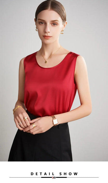 SuyaDream. Damen Basic Cozy Tanks, 100 % echte Seide, O-Ausschnitt, ärmelloses, schickes T-Shirt, 2025, solide Sommerwesten, Weiß, Rosa, Beige