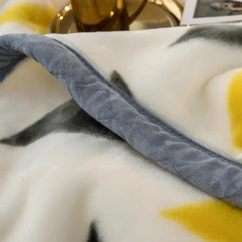 Printing Blanket Quilt Winter Keep Warm Double-deck Thickening Soft Comfortable Multiple Specifications Add Velvet Siesta Sheet.