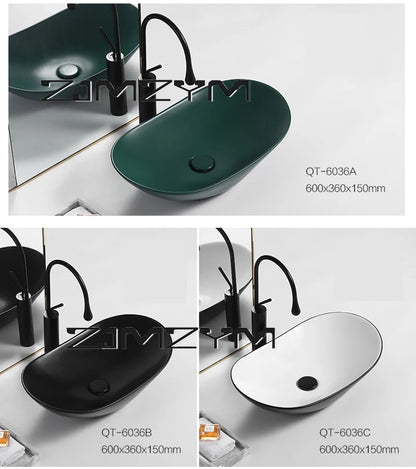 Nordic Keramik Gefäß Waschbecken Eitelkeit Schüssel Oval Badezimmer Tisch Waschbecken Toilette Balkon Kunst Becken Über Theke Sockel Waschbecken