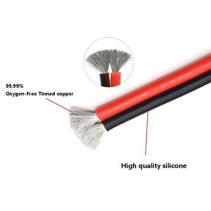 Super Soft 2 Pin Black Red Silicone Cable 28awg 26 24 22 20 18 16 14 12awg 10awg 8awg High Temperature Resistant Tin-Copper Wire.
