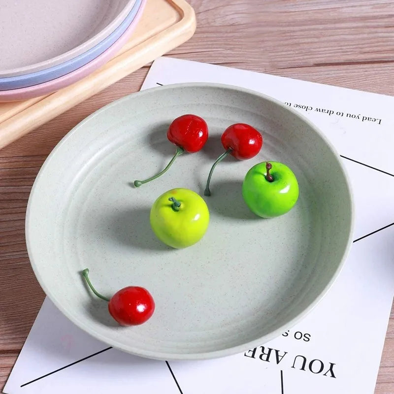 Dinner Plates Wheat Straw Eco Friendly BPA Free Biodegradable Picnic Kids Fruit Snack Plate Bone Dishes Kitchen Accessories.