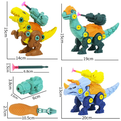 3 in1 DIY Screwing Dinosaurs Baby Toys For 3 Years Old Assembly Nuts Model Sets Safe Blocks Early Educational  Toddler for Kids.