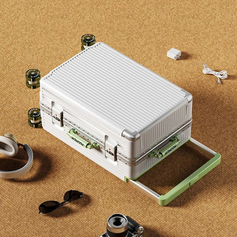 20"24 Zoll Reisekoffer mit breitem Griff, Aluminiumrahmen, Handgepäck, Trolley mit Rollen, Boardingbox, rollende Gepäcktasche.