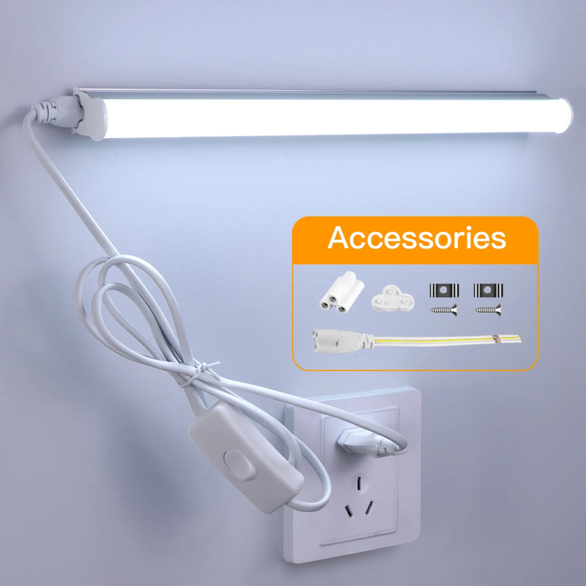 Led Tube Light With Switch Wire 110V 220V 6W Lighting T5 Bar Lamps 29cm For Living Room Bedroom Closet Kitchen Lamp.