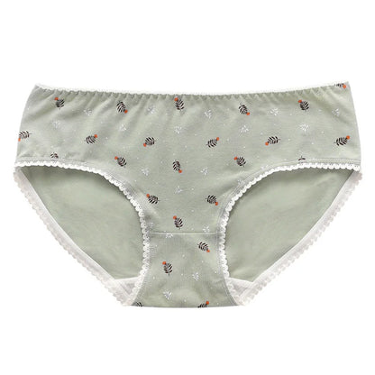 New Women Panties Antibacterial Cotton Lace Underwear Women's Floral Sweet Girls Briefs Mid-waist Shorts Female Lingerie M-XXL