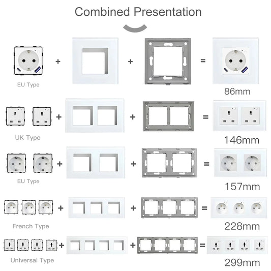 BSEED Zigbee EU/FR/UK/Universal Smart Steckdose Stecker Funktion Teile Mit Power Monitor Glas Rahmen DIY Teile Kostenlose Kombinieren.