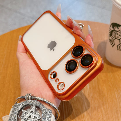 Matte Transparent Phone Case For iPhone 17 Pro Max 17 Pro Plating Frame Lens Film Protection Anti-fall PC Hard Clear Phone Cover.