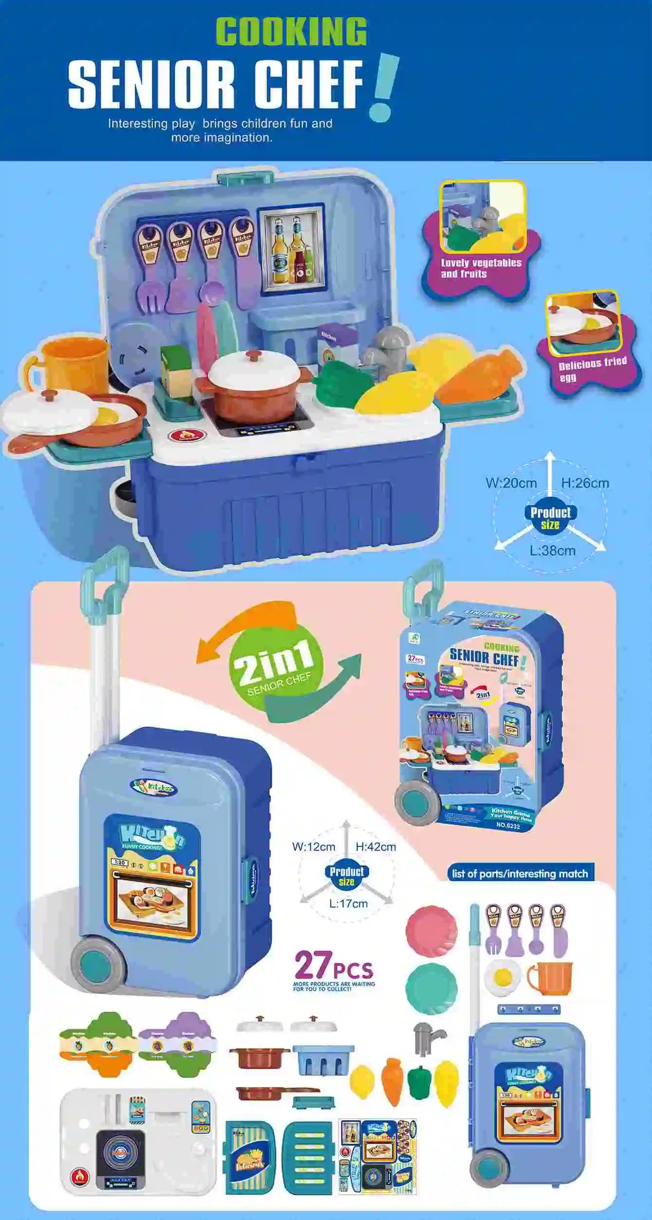 Mini 3-in-1 Kitchen Set Toy Kitchen Pretend Play Integrates Storage Boxes and Tableware Sets Portable Suitcase Cooking Kits Toys.