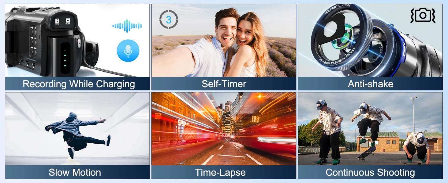 NBD 4K Camcorder Video Camera with 48MP Vlogging Camera With Wi-Fi & App Control,Video Recorder with 3X Battery Life, 16X Zoom.