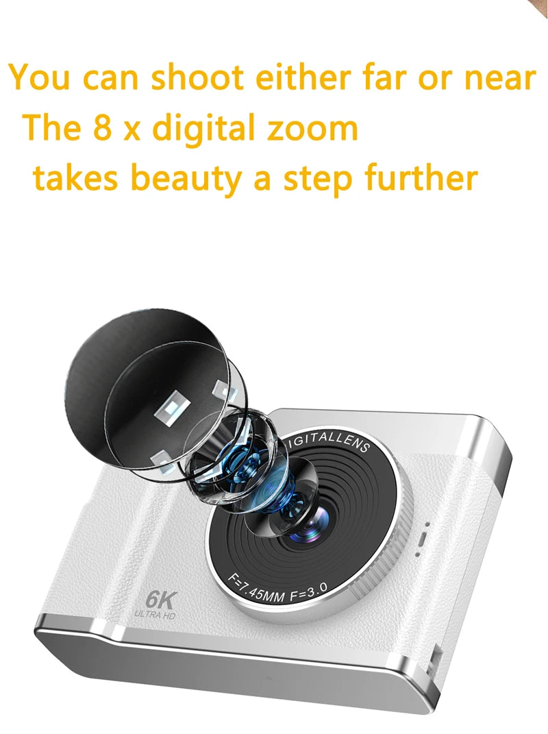Xiaomi 6K HD Digital Camera 6400W Pixel Student CCD Portable Campus Mini Camera Retro Portable Camera Travel Campus Beginners.
