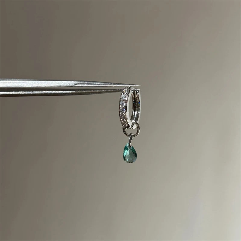 1 PCS Thorn Love Heart Water Droplet Zircon Ear Bone Nail 316L Medical Titanium Steel Earrings for Women Y2K Punk Jewelry.