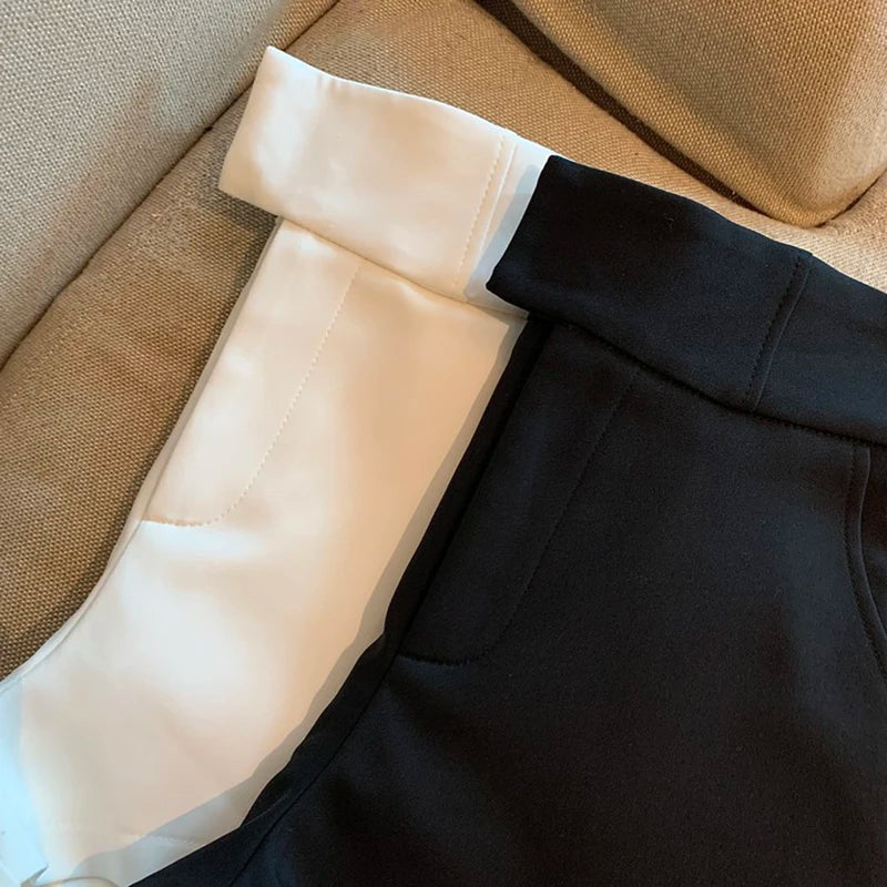 MEXZT Y2K Streetwear Black Shorts Women Elegant High Waist White A Line Wide Leg Suit Short Sexy Club Slim Hot Short Pants New.