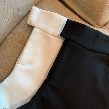 MEXZT Y2K Streetwear Black Shorts Women Elegant High Waist White A Line Wide Leg Suit Short Sexy Club Slim Hot Short Pants New.