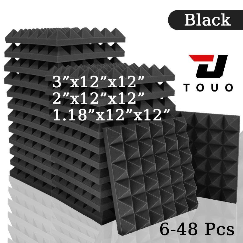 TOUO Acoustic Foam 6-48 Pcs Sound Proof Wall Panels High Density Studio Sound Absorbing Material Acoustic Foam Home Decoration