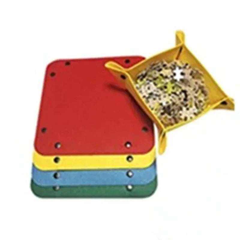 6 Colors Jigsaw Puzzle Disk Set 1000 Pieces Plus Portable Multifunctional Pad Storage Partition Tray for Kids and Adults.