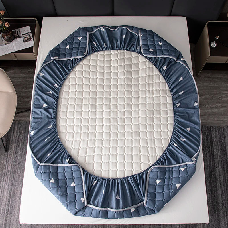 Bonenjoy Printed Bed Cover Simple Style Bedspread Quilted Bed Linen Home Non-slip Mattress Protector 매트리스 커버 (No Pillowcase).