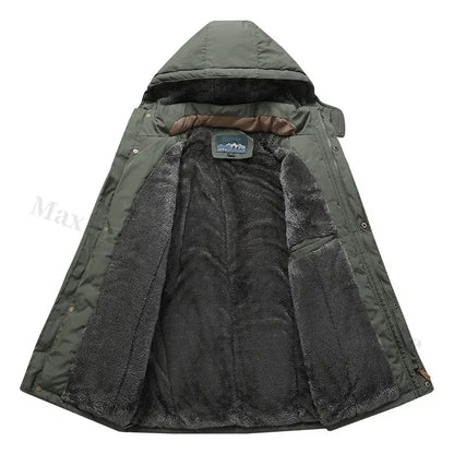 Winter Parka Men Windbreaker Fleece Thick Warm Fur Coats Male Retro Hooded Streetwear Overcoats Men's Windproof Jackets 6xl.