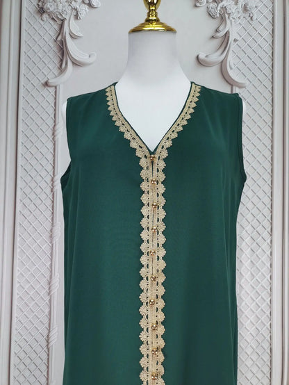 Eid muslimische Frauen Party Stickerei Kleider 2 Stück Set Jalabiya Ramadan Islam Vestidos arabische Robe Marokko Dubai Abayas Kaftan