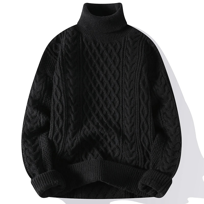 High Quality Mens Turtleneck Sweaters Pullover Solid Color Knitted Sweater Men Casual Pullovers Autumn Winter Warm Knitwear Man.