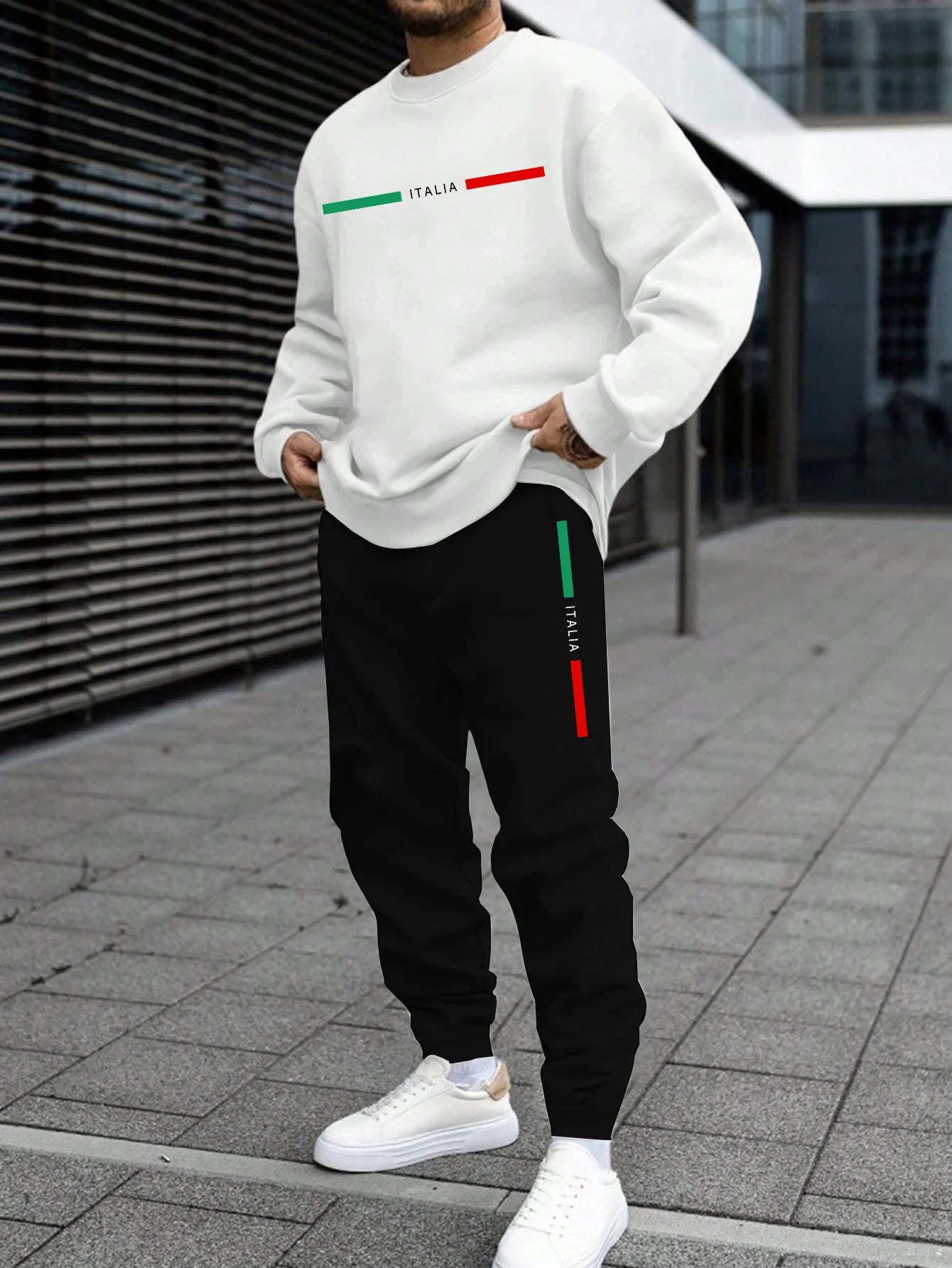 Autumn Mens Tracksuit Italy O Neck Sweatshirt Sweatpants 2 Pcs Set Casual Sports Pullover Pants Man Clothing Hip Hop Sportswear.
