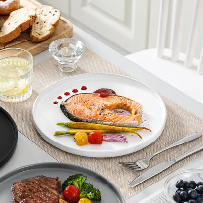 VANCASSO 6Piece Beige/WHITE/BLUE/Dark Blue/GREY/Black Stoneware Tableware Set with Dinner/Dessert Plate/Bowl For 6 Person.