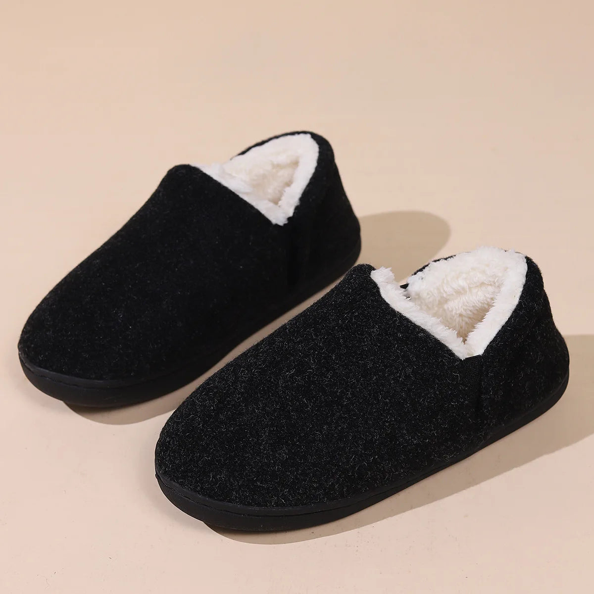 Smile Pop New Men Plush Slippers Indoor Fluffy Fur Home Men Slippers Outdoor Warm Closed Soft Non-slip Fuzzy Winter Men Shoes.