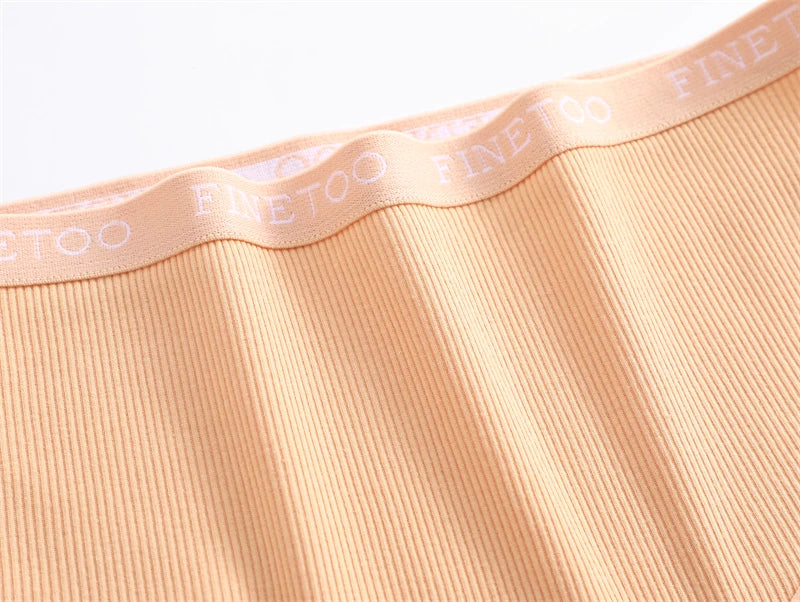 4Pcs/Set Women's Ribbed Striped Cotton Briefs Plus Size Panties Lady High Waist Breathable Underwear Solid Lingerie Shorts S-XXL