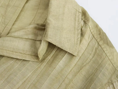 Women Print Long Pants Sets For Women Lapel Half Sleeve Single Breasted Shirts + High Waist Lace-Up Wide Leg Pants.