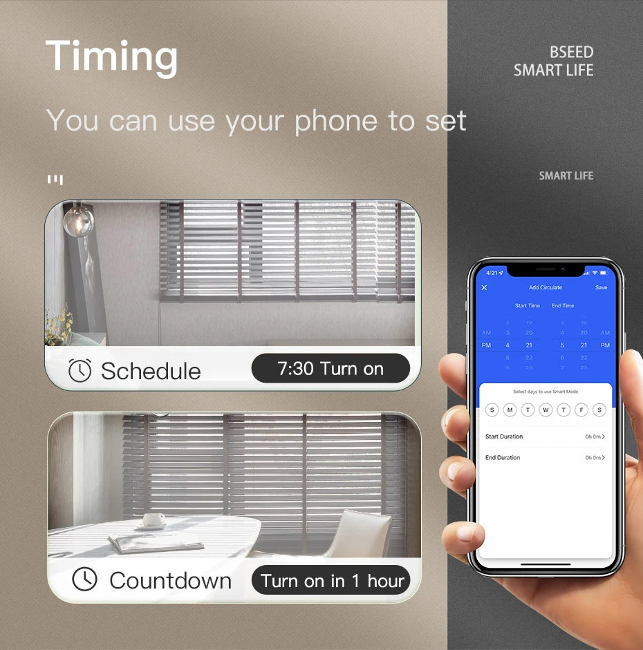 BSEED Wifi Shutter Schalter APP Control Led Smart Blind Serie Weiß Glas Panel Unterstützung Tuya Google Smart Leben Rollladen.