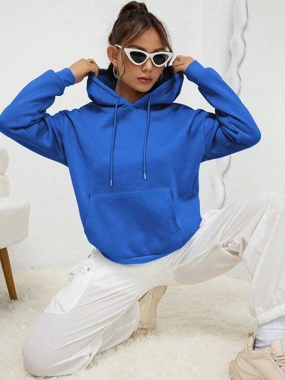 Einfarbiger Hoody für weibliche Herbst modische Kleidung lässige Fleece Tasche Hoodies mehrfarbige Unisex Frauen Streetwear