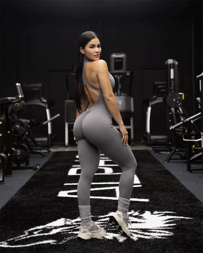 2025 Allure The Brand Zipper Women Tracksuit Yoga Set One Piece Jumpsuit Workout Scrunch Legging Rompers Sport Gym Active Suit.